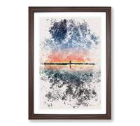 Big Box Art Standing Beneath The Moon Watercolour Framed Wall Art Picture Print Ready to Hang, Walnut A2 (62 x 45 cm)