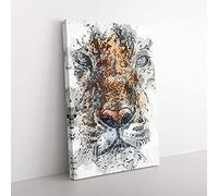 Big Box Art Stare of The Tiger in Abstract Canvas Wall Art Print Ready to Hang Picture, 76 x 50 cm (30 x 20 Inch), White, Grey, Black, Brown