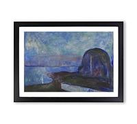 Big Box Art Starry Night by Edvard Munch Framed Wall Art Picture Print Ready to Hang, Black A2 (62 x 45 cm)