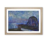 Big Box Art Starry Night by Edvard Munch Framed Wall Art Picture Print Ready to Hang, Oak A2 (62 x 45 cm)