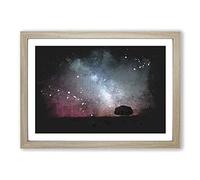 Big Box Art Stars Above a Lone Tree Paint Splash Framed Wall Art Picture Print Ready to Hang, Oak A2 (62 x 45 cm)