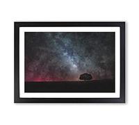 Big Box Art Stars Above a Lone Tree Painting Framed Wall Art Picture Print Ready to Hang, Black A2 (62 x 45 cm)