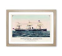 Big Box Art Steamship Victoria of The Anchor Line Framed Wall Art Picture Print Ready to Hang, Oak A2 (62 x 45 cm)