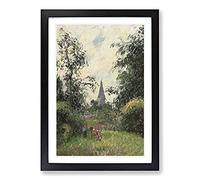 Big Box Art Steeple of Bazincourt by Camille Pissarro Framed Wall Art Picture Print Ready to Hang, Black A2 (62 x 45 cm)