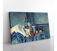 Big Box Art Still Life with Apples Vol.2 by Paul Cezanne Canvas Wall Art Print Ready to Hang Picture, 76 x 50 cm (30 x 20 Inch), Teal, Grey, Blue