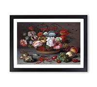 Big Box Art Still Life with Flowers and Shells Vol.2 by Balthasar Van Der AST Framed Wall Art Picture Print Ready to Hang, Black A2 (62 x 45 cm)