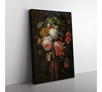 Big Box Art Still Life with Flowers Vol.1 by Abraham Mignon Canvas Wall Art Print Ready to Hang Picture, 76 x 50 cm (30 x 20 Inch), Blue, Brown, Cream
