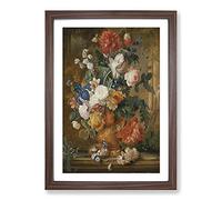 Big Box Art Still Life with Flowers Vol.5 by Jan Van Huysum Framed Wall Art Picture Print Ready to Hang, Walnut A2 (62 x 45 cm)