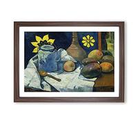 Big Box Art Still Life with Teapot and Fruit by Paul Gauguin Framed Wall Art Picture Print Ready to Hang, Walnut A2 (62 x 45 cm)