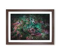 Big Box Art Sting Ray Painting Framed Wall Art Picture Print Ready to Hang, Walnut A2 (62 x 45 cm)
