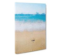 Big Box Art Stone Upon a Beach in Spain in Abstract Canvas Wall Art Framed Picture Print, 30 x 20 Inch (76 x 50 cm), Yellow, White, Turquoise, Blue