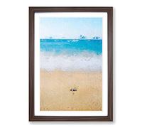 Big Box Art Stone Upon a Beach in Spain in Abstract Framed Wall Art Picture Print Ready to Hang, Walnut A2 (62 x 45 cm)