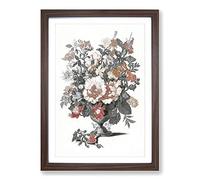 Big Box Art Stone Vase with Flowers by Johan Teyler Framed Wall Art Picture Print Ready to Hang, Walnut A2 (62 x 45 cm)