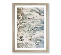 Big Box Art Storks Flying Above Water Framed Wall Art Picture Print Ready to Hang, Oak A2 (62 x 45 cm)