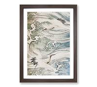 Big Box Art Storks Flying Above Water Framed Wall Art Picture Print Ready to Hang, Walnut A2 (62 x 45 cm)