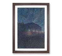 Big Box Art Stormy Night by Eugene Jansson Framed Wall Art Picture Print Ready to Hang, Walnut A2 (62 x 45 cm)