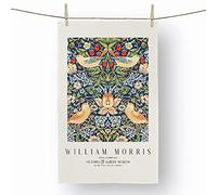 Big Box Art Strawberry Thief Vol.1 by William Morris - 100% Cotton (72 x 44 cm) Kitchen Tea Towel, Dish Cloth for Drying, Cleaning and Washing - Absorbent and Quick Drying