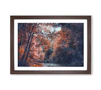 Big Box Art Stream Behind The Red Trees Painting Framed Wall Art Picture Print Ready to Hang, Walnut A2 (62 x 45 cm)