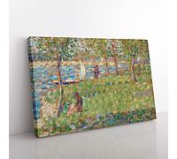 Big Box Art Study for La Grande Jatte Vol.1 by Georges Seurat Canvas Wall Art Print Ready to Hang Picture, 76 x 50 cm (30 x 20 Inch), Green, Green, Brown