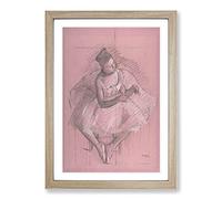 Big Box Art Study of A Ballet Ballerina Dancer Vol.3 by Edgar Degas Framed Wall Art Picture Print Ready to Hang, Oak A2 (62 x 45 cm)