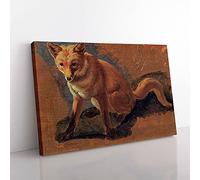 Big Box Art Study of A Fox by Jacques-Laurent Agasse Canvas Wall Art Print Ready to Hang Picture, 76 x 50 cm (30 x 20 Inch), Brown, Brown, Brown