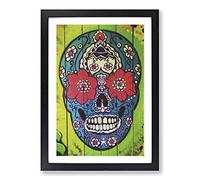 Big Box Art Sugar Skull Tattoo (2) Framed Wall Art Picture Print Ready to Hang, Black A2 (62 x 45 cm)