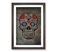 Big Box Art Sugar Skull Tattoo (4) Framed Wall Art Picture Print Ready to Hang, Walnut A2 (62 x 45 cm)