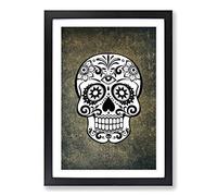 Big Box Art Sugar Skull Tattoo (5) Framed Wall Art Picture Print Ready to Hang, Black A2 (62 x 45 cm)