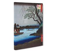 Big Box Art Sumida River by Utagawa Hiroshige Painting Canvas Wall Art Framed Picture Print, 30 x 20 Inch (76 x 50 cm), Blue, Black, Blue, Red