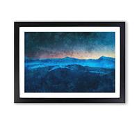 Big Box Art Sun Above The Mountains Painting Framed Wall Art Picture Print Ready to Hang, Black A2 (62 x 45 cm)