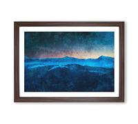 Big Box Art Sun Above The Mountains Painting Framed Wall Art Picture Print Ready to Hang, Walnut A2 (62 x 45 cm)