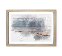 Big Box Art Sun Hiding Behind The Mountain Sketch Framed Wall Art Picture Print Ready to Hang, Oak A2 (62 x 45 cm)