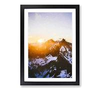 Big Box Art Sun Over The Mountains in Abstract Framed Wall Art Picture Print Ready to Hang, Black A2 (62 x 45 cm)