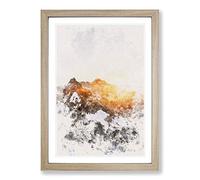 Big Box Art Sun Over The Mountains Watercolour Framed Wall Art Picture Print Ready to Hang, Oak A2 (62 x 45 cm)