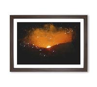 Big Box Art Sun Setting Behind The Mountains Paint Splash Framed Wall Art Picture Print Ready to Hang, Walnut A2 (62 x 45 cm)