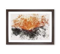 Big Box Art Sun Setting Behind The Mountains Watercolour Framed Wall Art Picture Print Ready to Hang, Walnut A2 (62 x 45 cm)