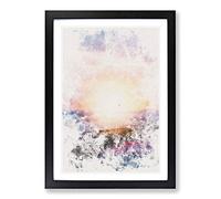 Big Box Art Sun Upon The Mountain Watercolour Framed Wall Art Picture Print Ready to Hang, Black A2 (62 x 45 cm)