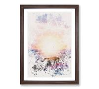 Big Box Art Sun Upon The Mountain Watercolour Framed Wall Art Picture Print Ready to Hang, Walnut A2 (62 x 45 cm)