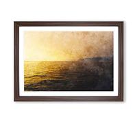 Big Box Art Sun Upon The Oceans Surface Painting Framed Wall Art Picture Print Ready to Hang, Walnut A2 (62 x 45 cm)