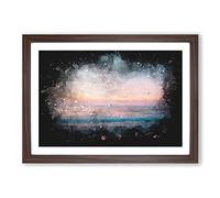 Big Box Art Sundown in Sri Lanka Paint Splash Framed Wall Art Picture Print Ready to Hang, Walnut A2 (62 x 45 cm)