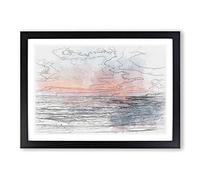 Big Box Art Sundown in Sri Lanka Sketch Framed Wall Art Picture Print Ready to Hang, Black A2 (62 x 45 cm)