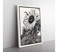 Big Box Art Sunflower by Julie De Graag Canvas Wall Art Print Ready to Hang Picture, 76 x 50 cm (30 x 20 Inch), White, Black, Brown