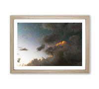 Big Box Art Sunk Kissed Clouds Framed Wall Art Picture Print Ready to Hang, Oak A2 (62 x 45 cm)