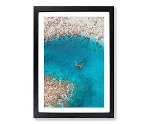 Big Box Art Sunken Ship in Keyodhoo Maldives Framed Wall Art Picture Print Ready to Hang, Black A2 (62 x 45 cm)