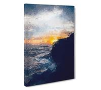 Big Box Art Sunlight Over The Cliff in Abstract Canvas Wall Art Framed Picture Print, 30 x 20 Inch (76 x 50 cm), Blue, White, Grey