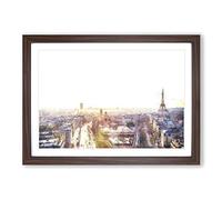 Big Box Art Sunlight Over The Paris Skyline Painting Framed Wall Art Picture Print Ready to Hang, Walnut A2 (62 x 45 cm)