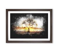 Big Box Art Sunlight Through The Oak Tree Paint Splash Framed Wall Art Picture Print Ready to Hang, Walnut A2 (62 x 45 cm)