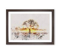Big Box Art Sunlight Through The Oak Tree Watercolour Framed Wall Art Picture Print Ready to Hang, Walnut A2 (62 x 45 cm)