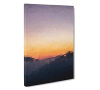 Big Box Art Sunrise in Vigolo Vattaro Italy in Abstract Canvas Wall Art Framed Picture Print, 30 x 20 Inch (76 x 50 cm), Blue, Grey, Beige, Orange, Brown
