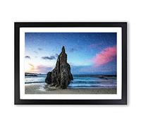 Big Box Art Sunrise on a Beach in Spain Framed Wall Art Picture Print Ready to Hang, Black A2 (62 x 45 cm)